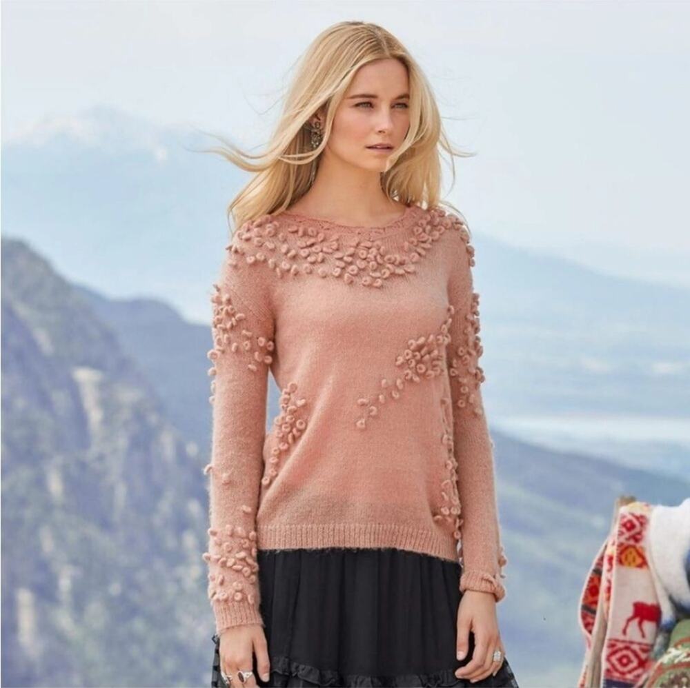 Sundance 3D Pom Pom Bobbles Winsome Ways Pullover Wool Mohair Blend Sweater XS